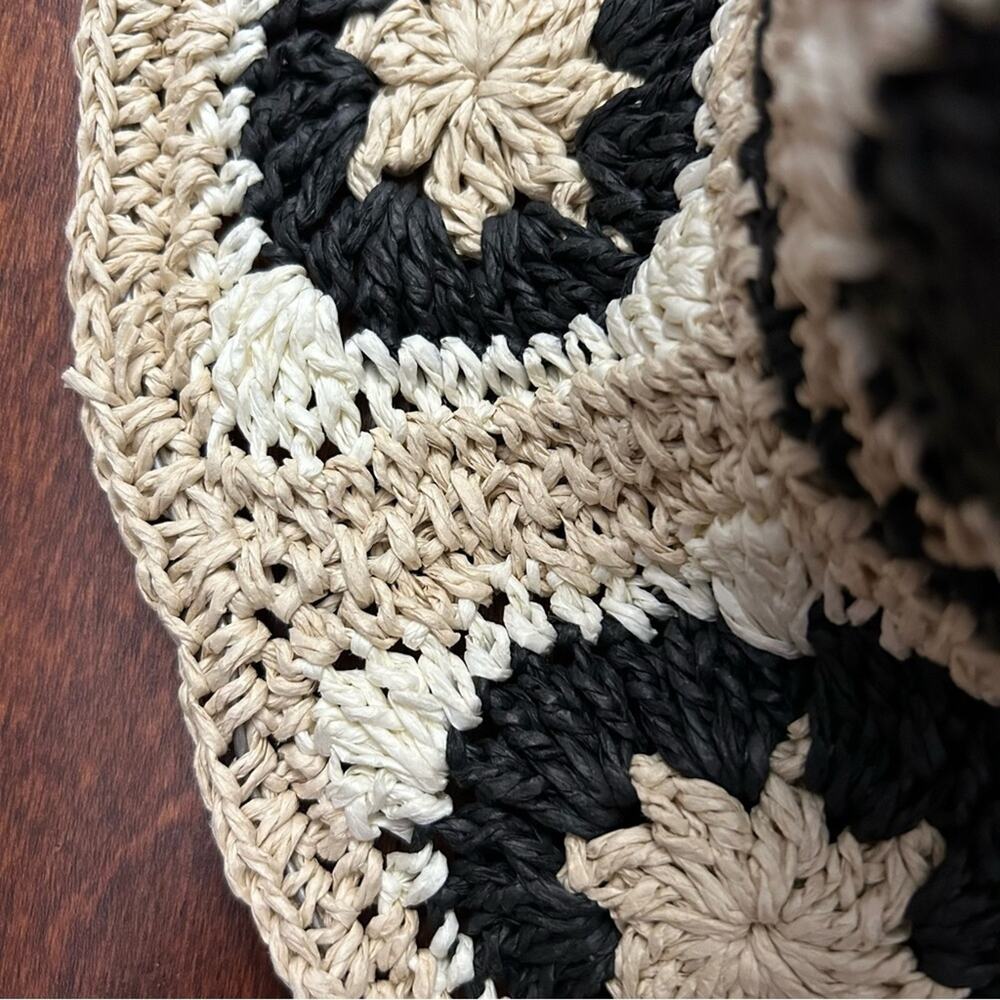 Primark Patchwork Style Adjustable Straw Crochet … - image 8